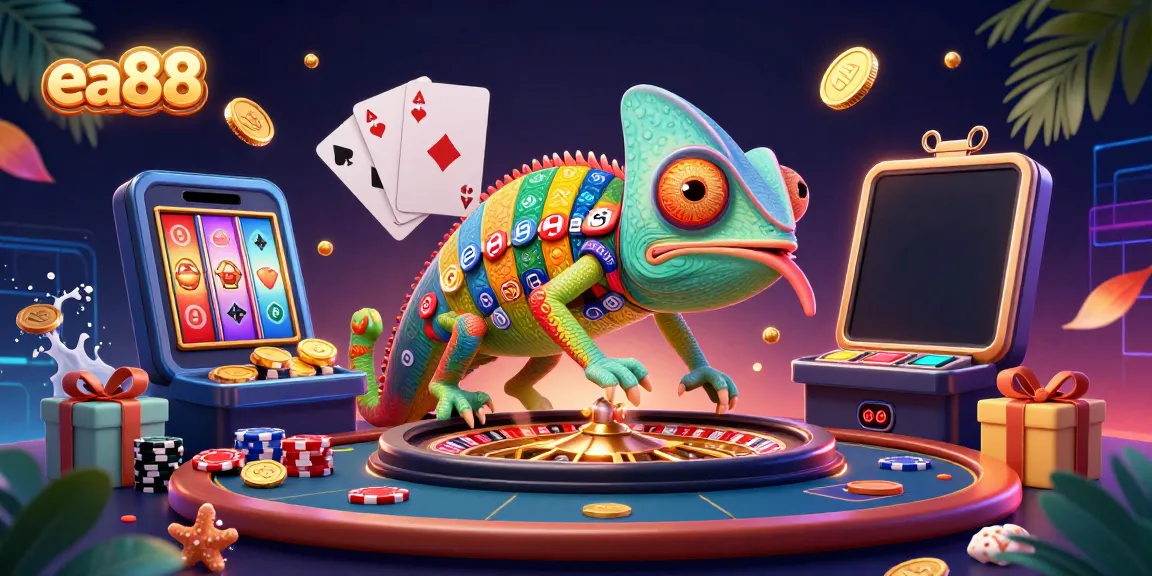 Experience winning excitement with ea88 in a vibrant casino atmosphere featuring a colorful chameleon themed scene.