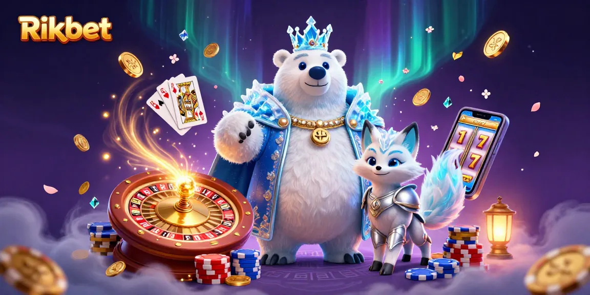 Spin to win at Rikbet with a dazzling scene of gaming excitement and fantasy elements.