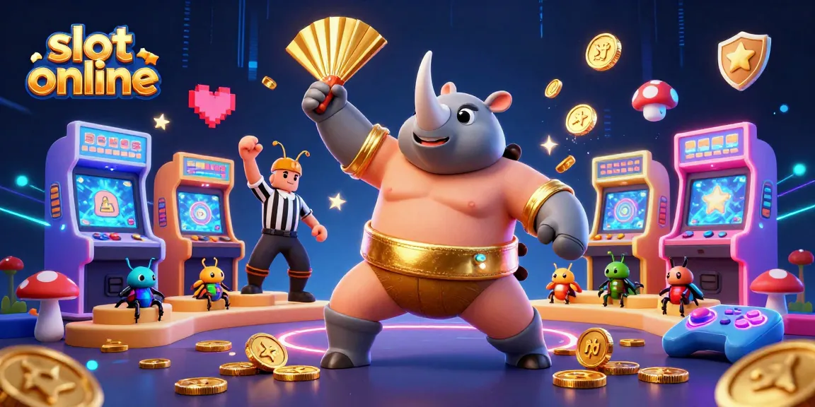 Experience exciting slot online gameplay with vibrant characters, golden coins, and arcade vibes.