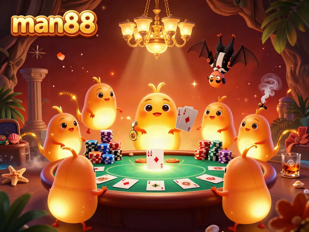 Play poker at man88 with unique luminescent glowworms lighting up the casino.