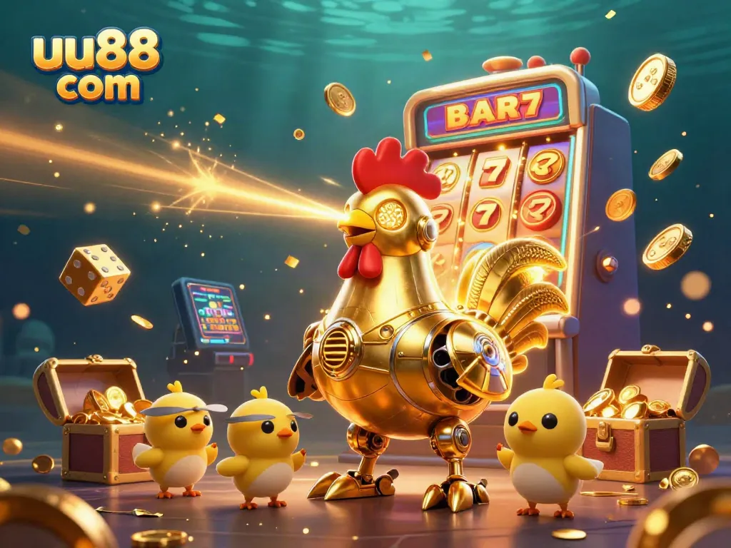 Experience the thrill at uu88 com with a colorful jackpot explosion and vibrant characters in a dynamic casino scene.