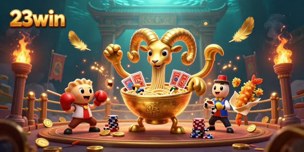 Engage with exciting casino action featuring 23win's vibrant characters and elements in a thrilling scene.
