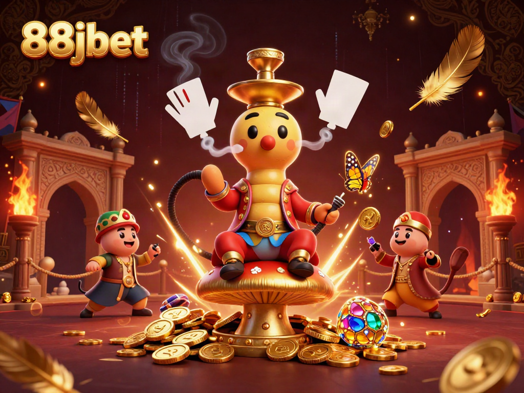 Experience the thrilling 88jbet adventure with a vibrant casino scene featuring unique characters and elements.