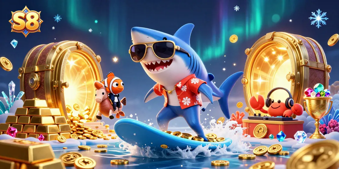 Experience the thrill of S8 with a vibrant, dynamic underwater casino adventure illustration.