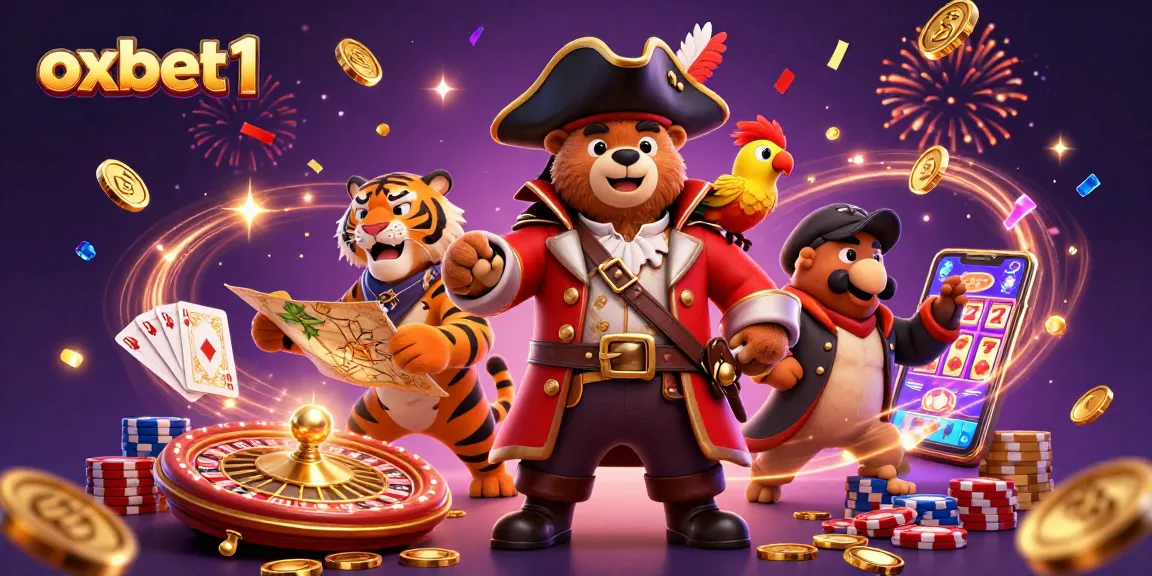 Experience the excitement of oxbet1 with a colorful pirate-themed casino scene filled with treasures.