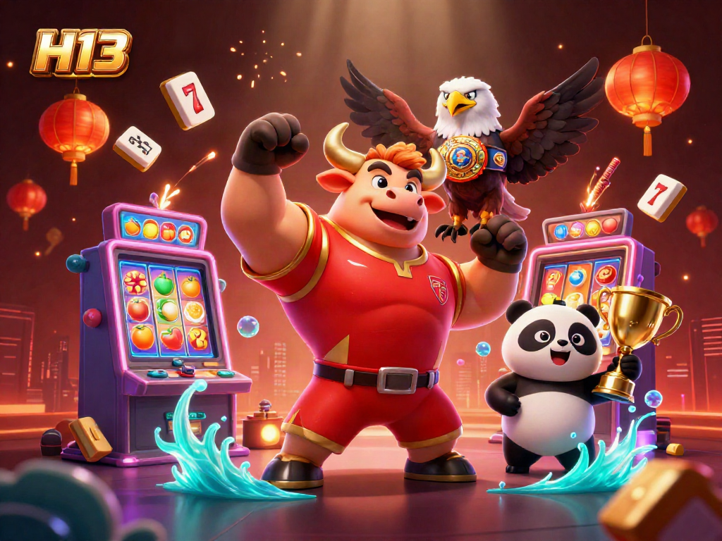 Experience H13's thrilling gaming adventure with our dynamic casino characters celebrating victory.