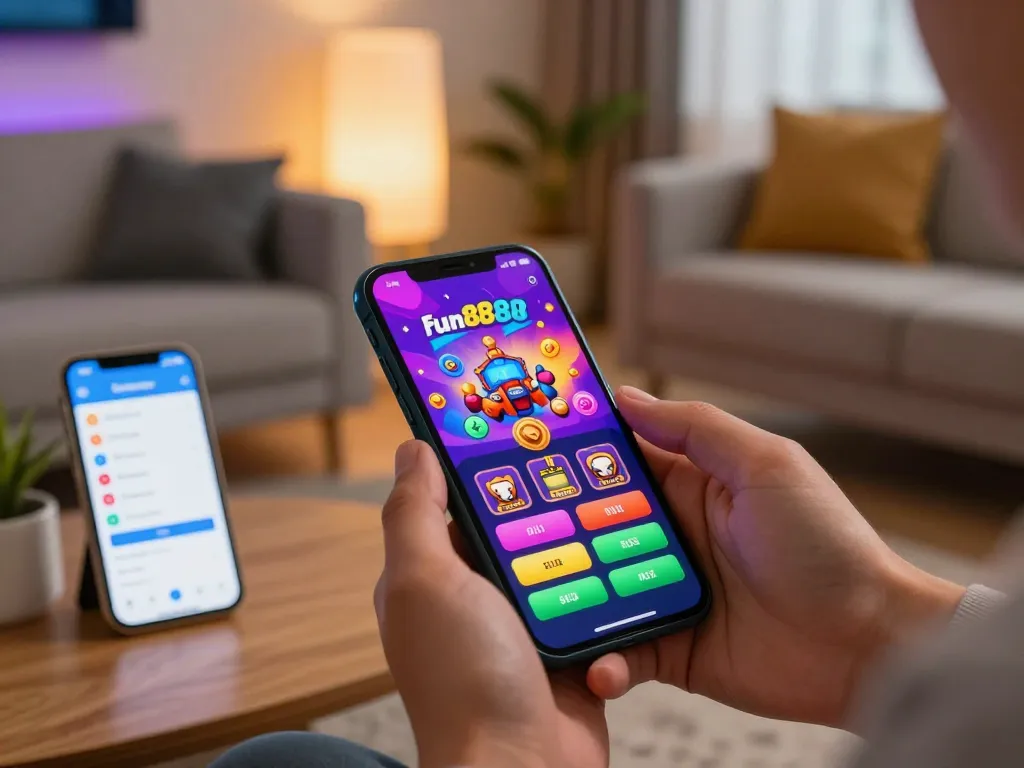 fun88 gaming app showcased in a modern home environment, highlighting responsible betting practices