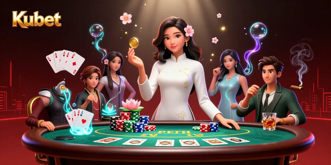 Kubet brings excitement to players, showcasing royal flush poker hands and engaging casino elements.