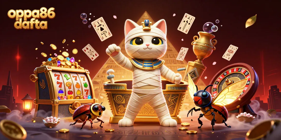 Engage in thrilling gaming with oppa86 dafta amidst high-energy casino elements and vibrant characters.