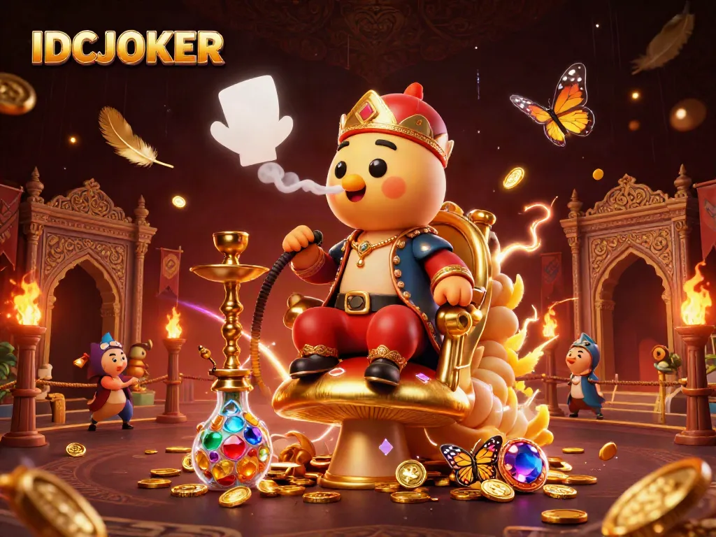 Experience the thrill of IDCJOKER with vibrant poker hand symbols emerging from smoke rings in this dynamic illustration.
