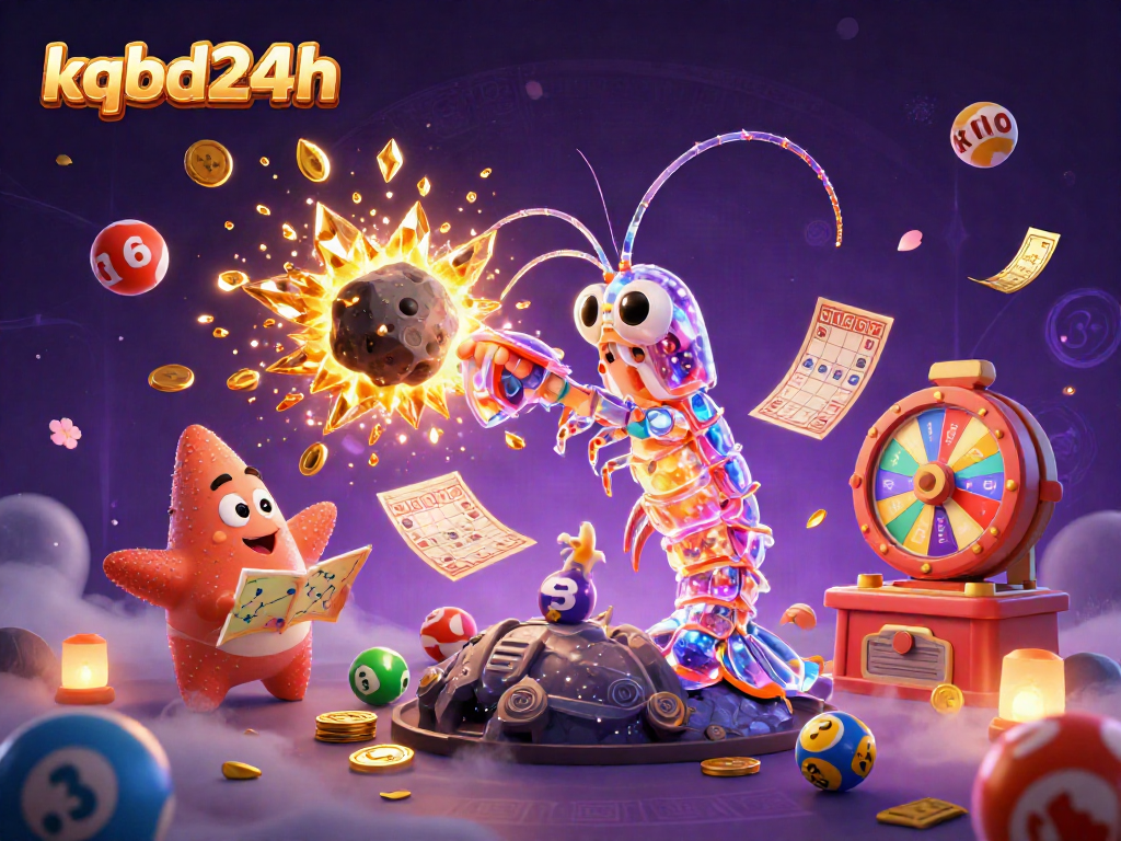 Witness the action-packed scene of kqbd24h with vibrant lottery elements and the galactic samurai shrimp.