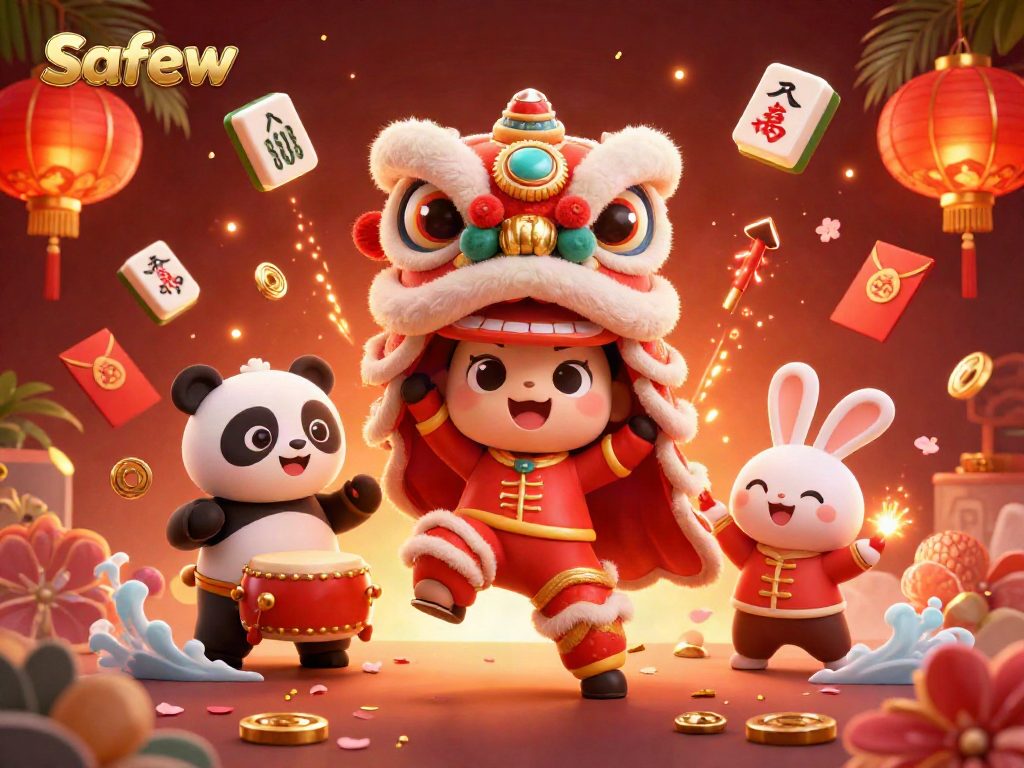 Experience the excitement of safew with engaging 3D lion dancers and festive decorations.