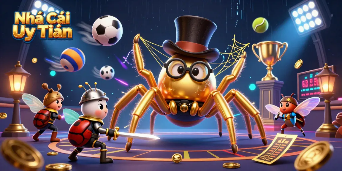 Experience thrilling action at Nhà Cái Uy Tín with a vibrant casino scene featuring sports elements and dynamic characters.