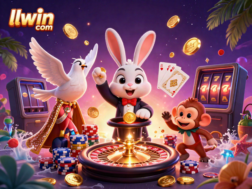 Experience the thrill of llwin com with a magical rabbit, dazzling coins, and casino excitement!