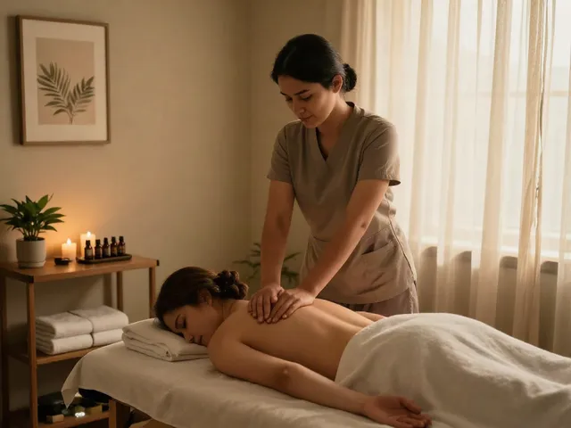 Experience relaxation with 군포출장안마 in a tranquil massage therapy setting, featuring a therapist and client in a serene atmosphere.