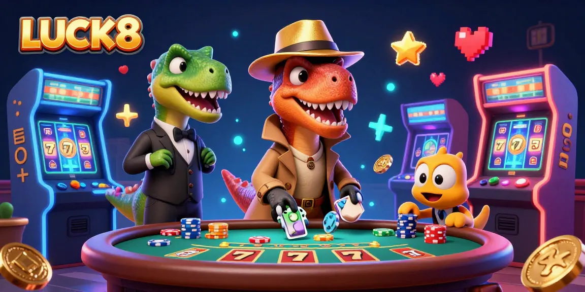 Experience thrilling gameplay action at LUCK8 casino with colorful characters and vibrant slot elements.
