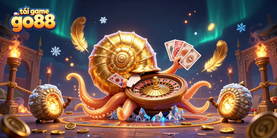Play exciting casino games with tải game go88 in this vibrant, detailed illustration of a giant nautilus wheel.
