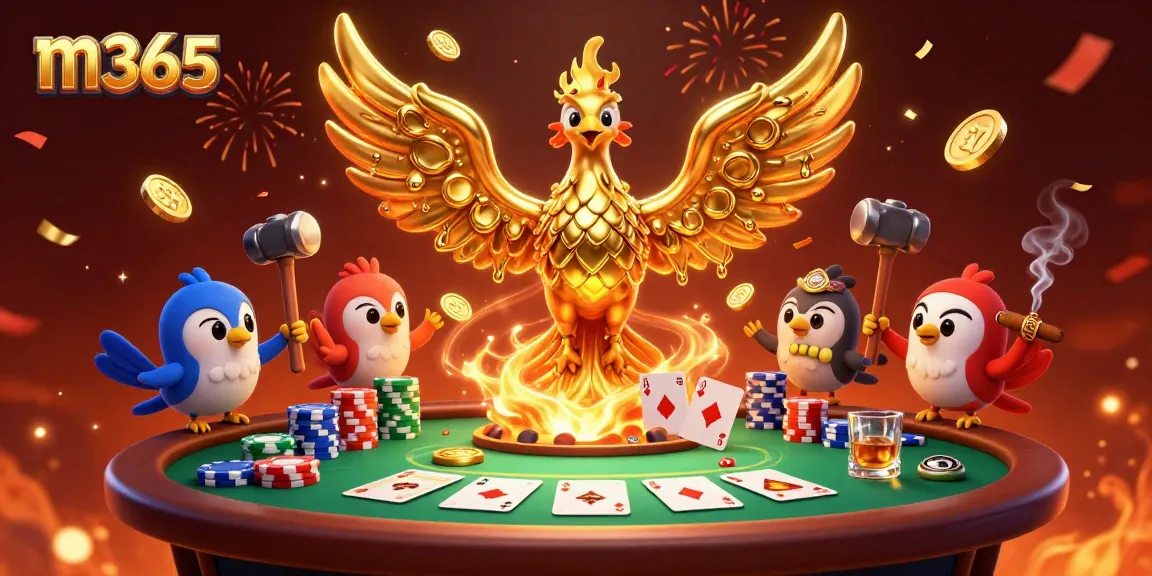 Play and win big with m365 at an energetic online casino featuring a unique molten phoenix.