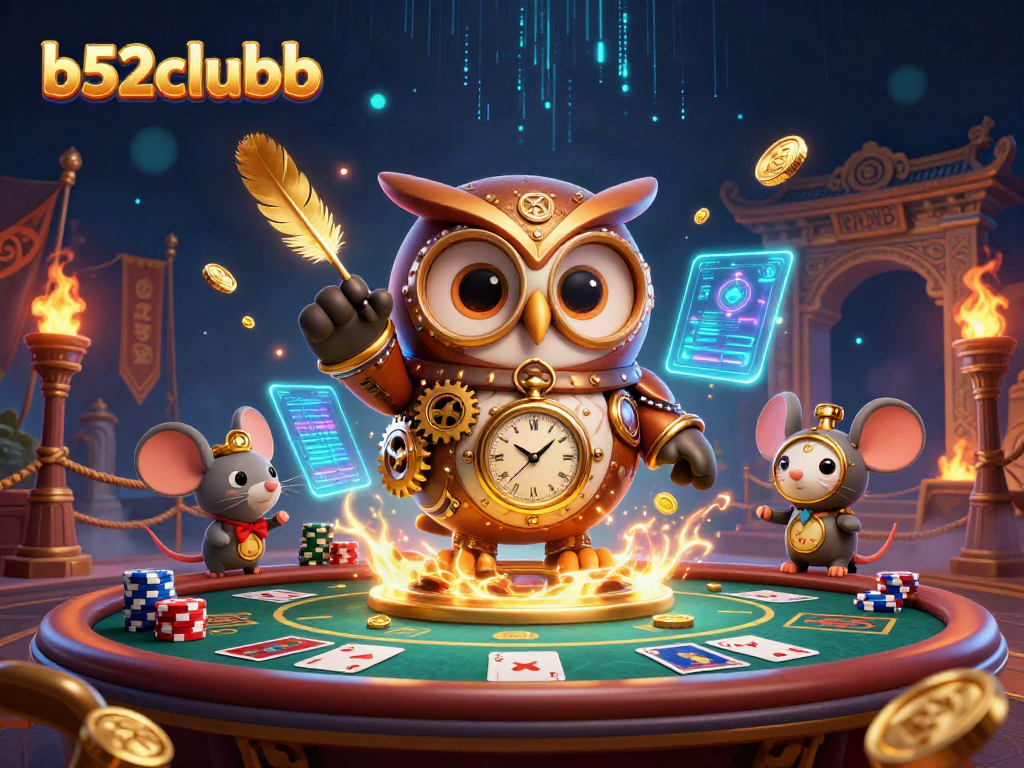 Engage in thrilling poker gaming with b52clubb, featuring dynamic 3D characters and vibrant casino elements.