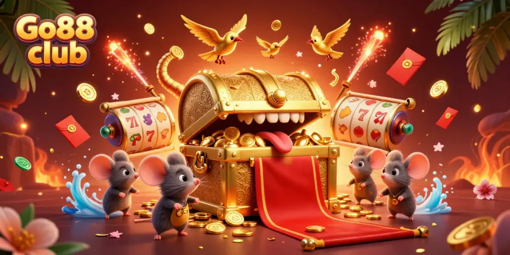 Engage with the Go88 club's vibrant 3D casino world filled with treasures and excitement.