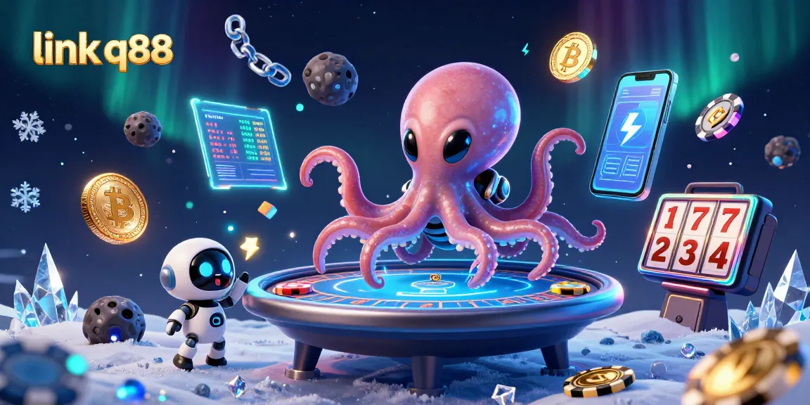 Engage in thrilling gameplay with link q88 at a holographic poker table featuring vibrant alien characters.