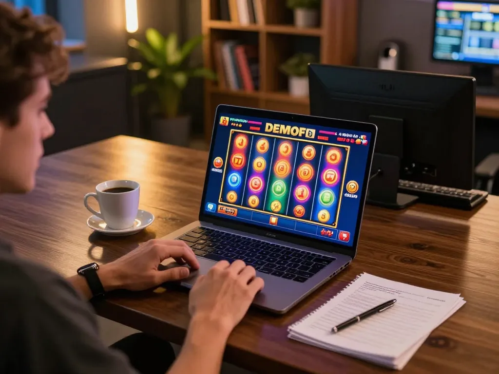 Engaging in Pragmatic Play Demo x500 on a laptop in a cozy gaming environment