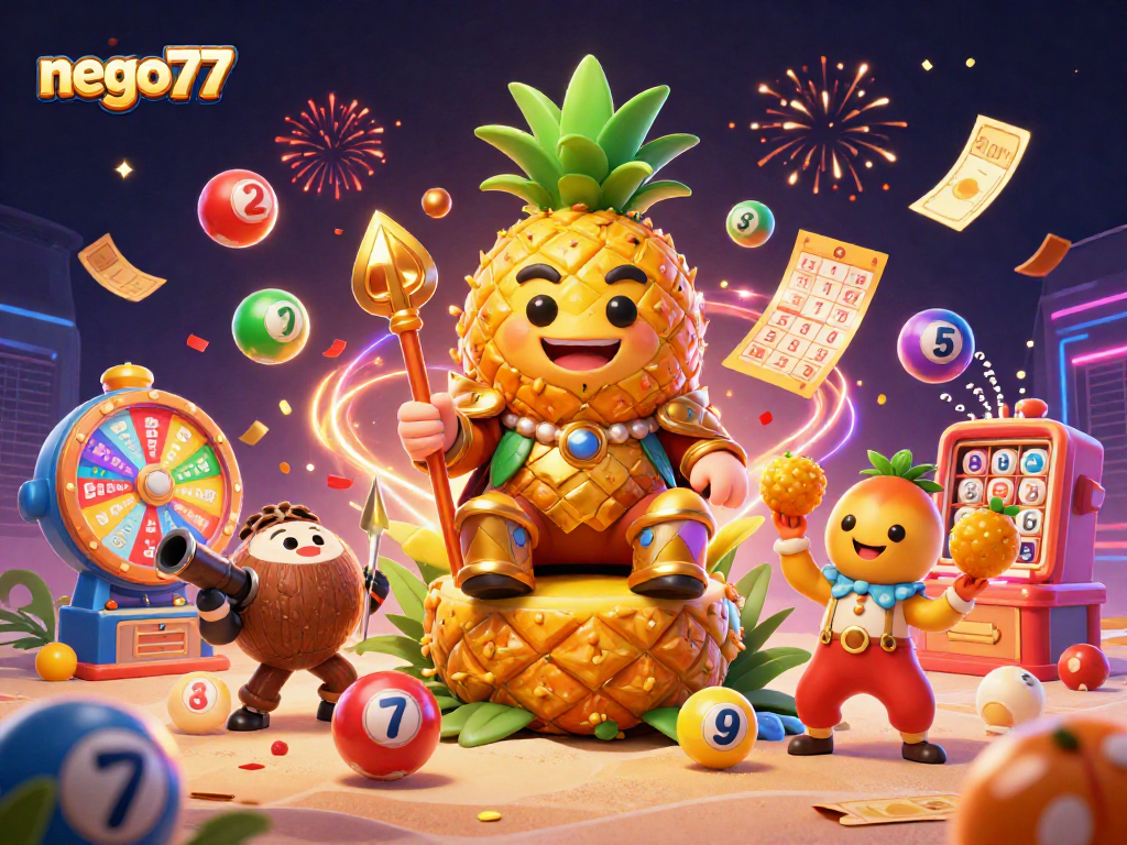 Play exciting games at nego77 with vibrant elements and engaging characters in a lively casino atmosphere.