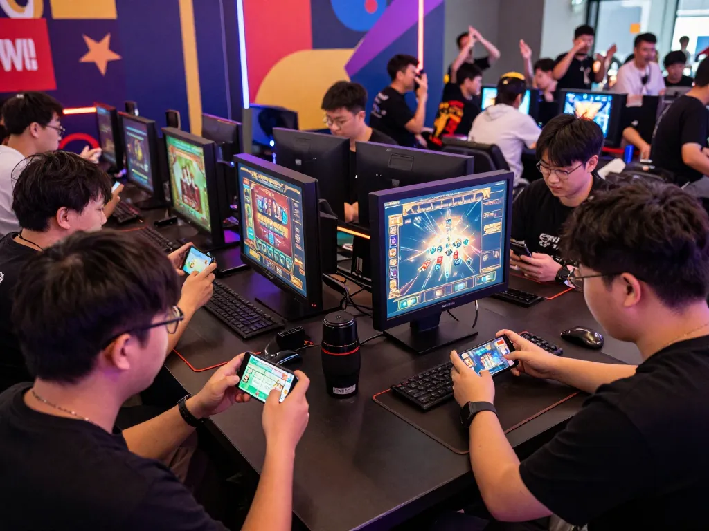 arabemtechconference participants engage in competitive mobile gaming, showcasing vibrant atmosphere and dynamic gameplay excitement