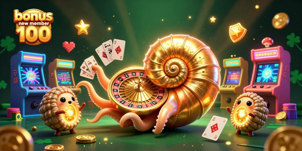 Engaging illustration representing the bonus new member 100 promotion in a vibrant casino setting, featuring a nautilus roulette.