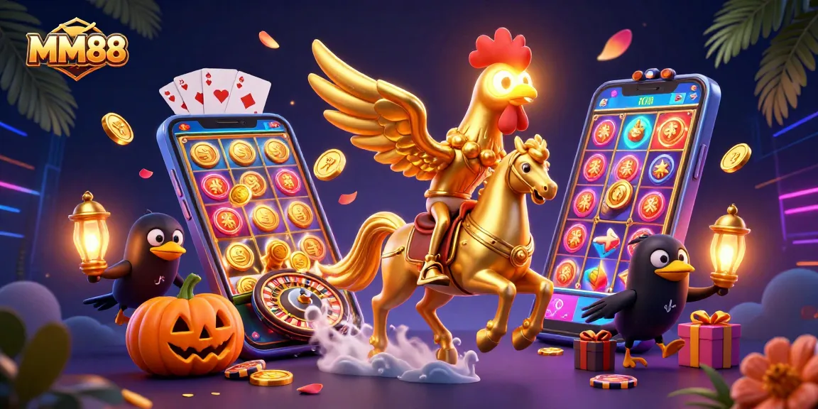 Engage in thrilling MM88 casino action featuring dynamic game elements and vibrant characters.