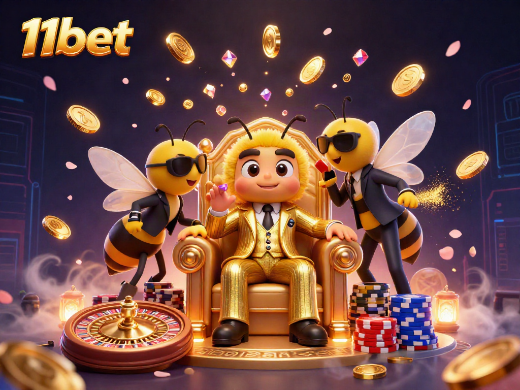 Experience the thrill of 11bet with vibrant casino elements, including a dynamic mob boss scene!