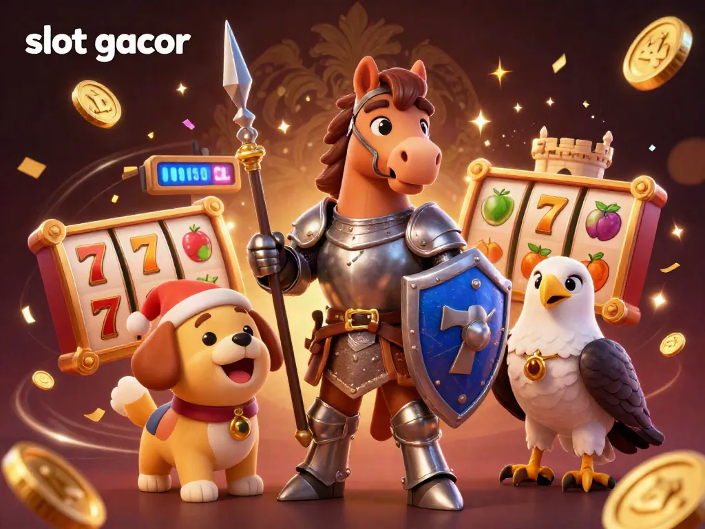 Experience the thrill of slot gacor with our medieval knight scene featuring spinning reels and vibrant symbols.