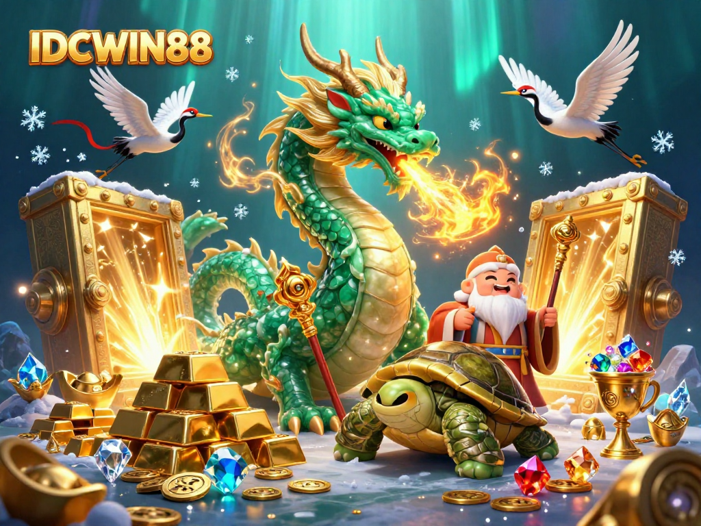 Experience thrilling wins with IDCWIN88 at the vibrant online casino featuring rich treasures and animated luck.
