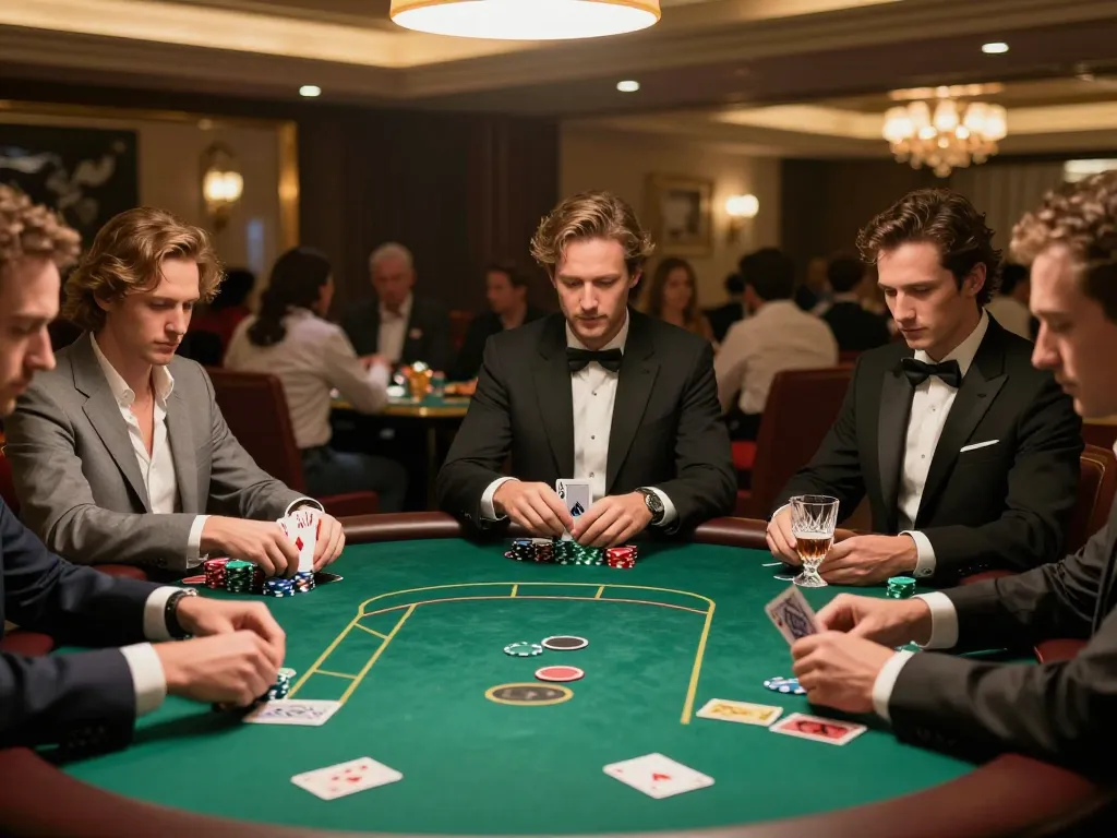 MPOID Alternative in action as players strategize during an upscale poker game, showcasing their competitive spirit and elegance.