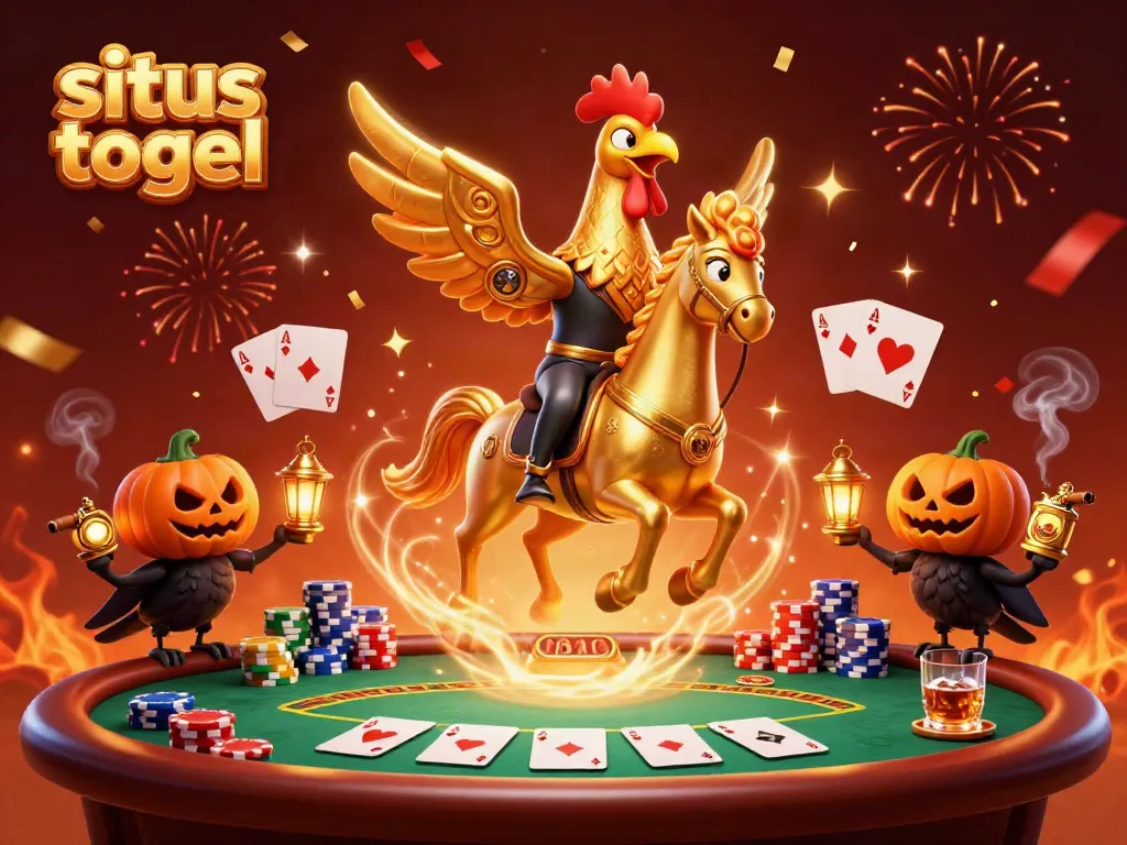 Experience situs togel excitement in a vibrant casino scene with dynamic characters and game elements.