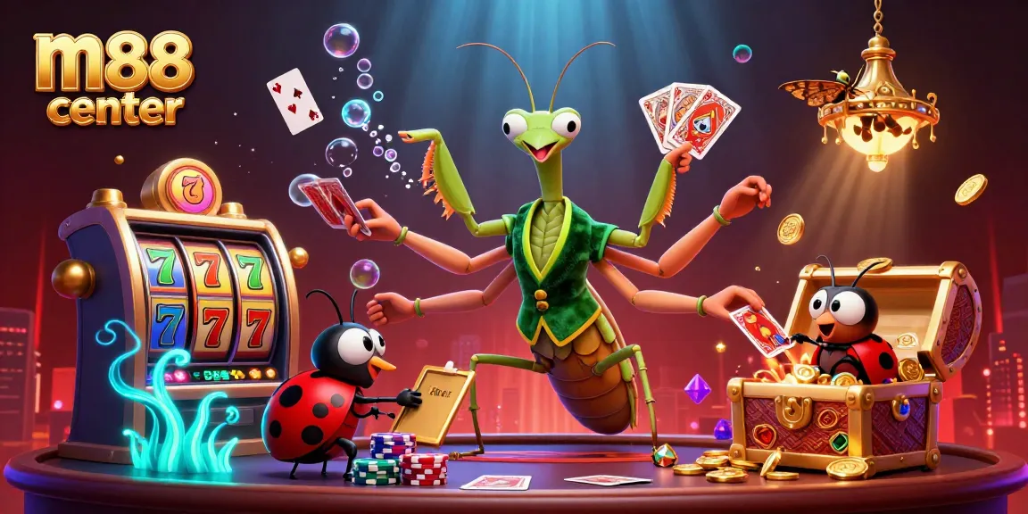 Engage with m88 center's exciting casino experience featuring vibrant slot themes and dynamic characters.