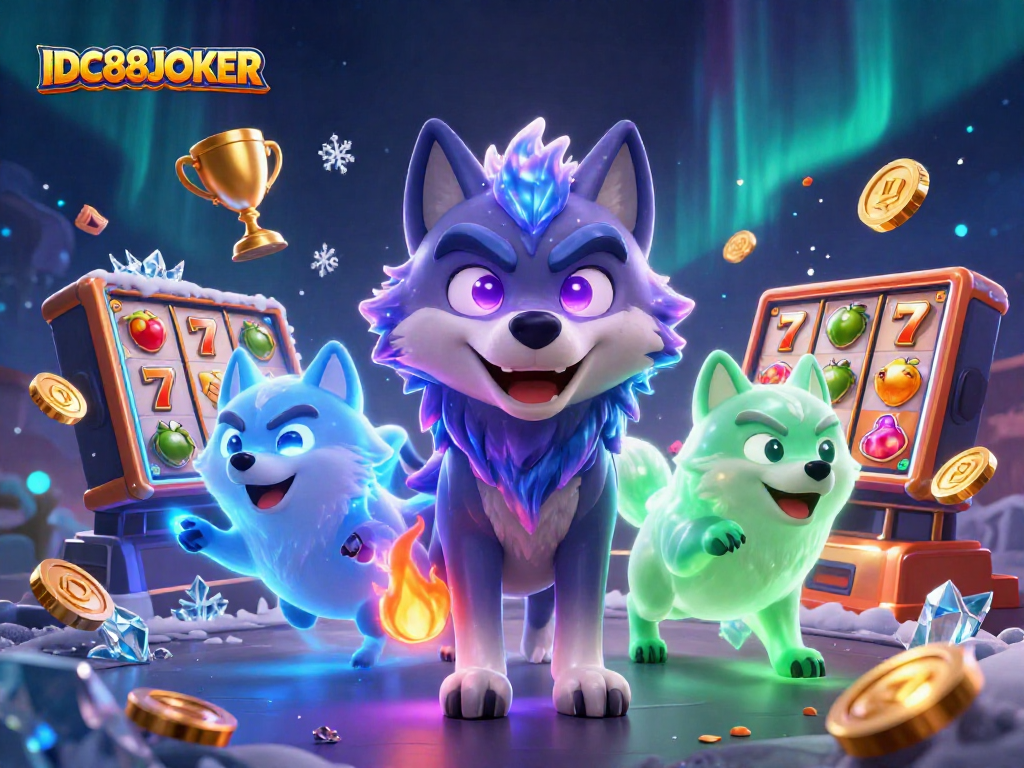 Experience thrilling jackpots and vibrant gameplay with IDC88JOKER's immersive 3D casino illustration.
