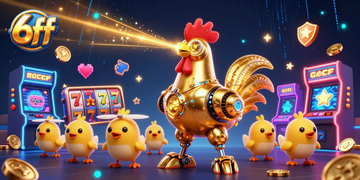 Experience thrilling gameplay with 6ff’s vibrant digital casino featuring the golden rooster and baby chick drones.