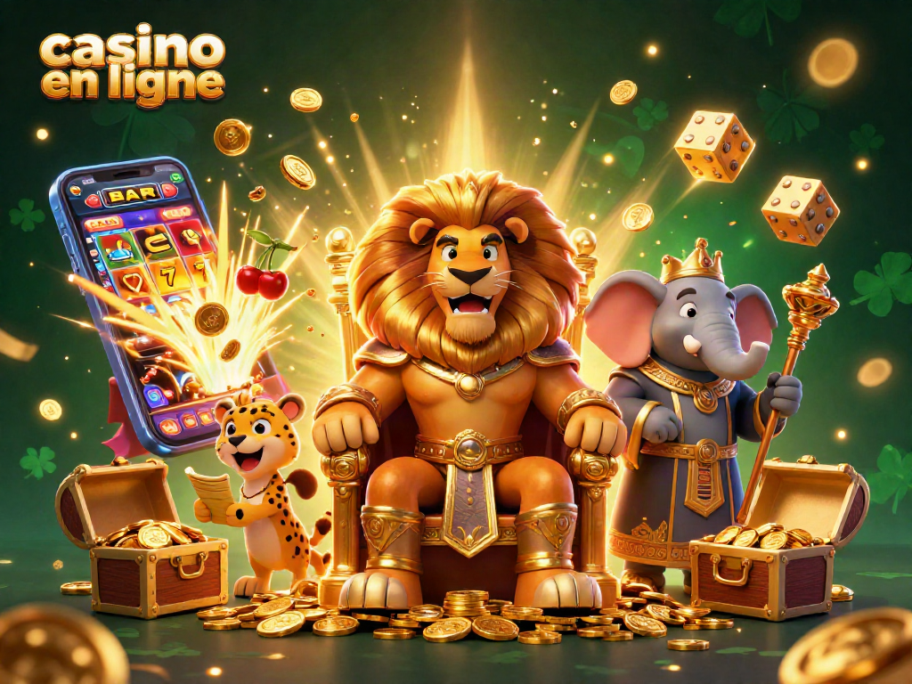 Jouez à des jeux passionnants dans un casino en ligne avec Roi lion sur son trône d'or.