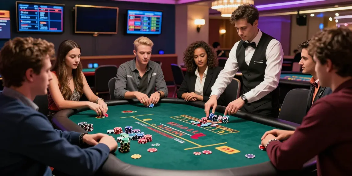 Friends engaging in an exciting baccarat game at man88's vibrant online casino.