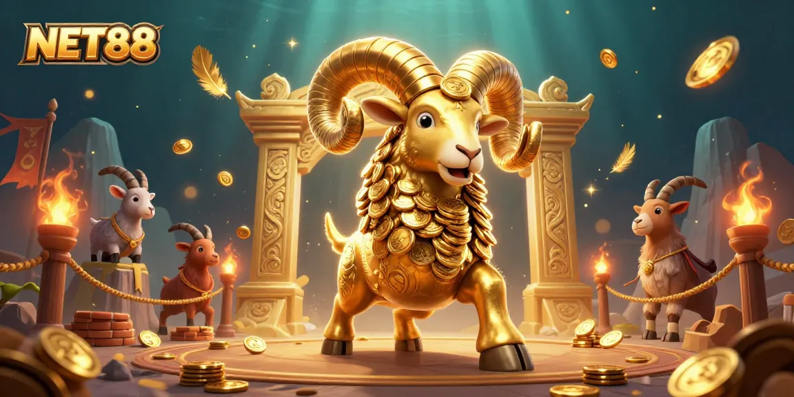 Join the excitement with NET88 as the golden ram charges through a dazzling casino arena.