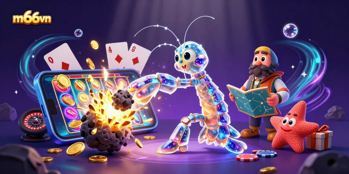 Engage in thrilling gameplay at mb66vn with cartoon characters representing exciting casino elements.