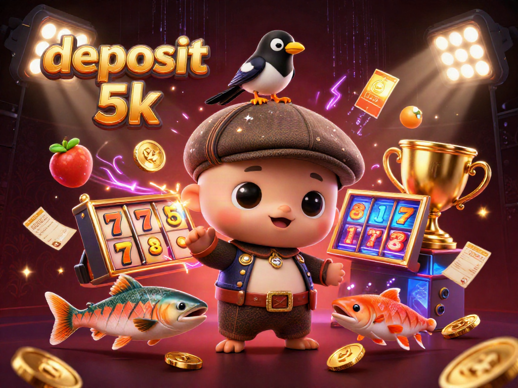 Experience the excitement of deposit 5k slots surrounded by vibrant characters and game elements.
