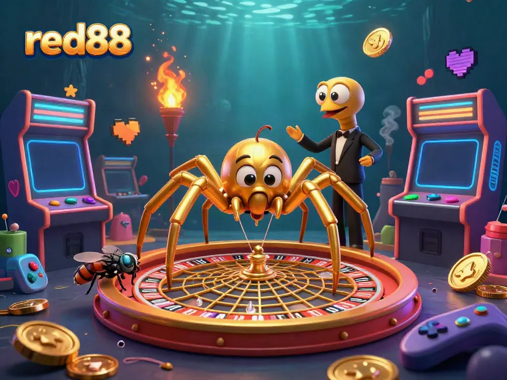 Spin the roulette with red88's thrilling gaming experience featuring vibrant 3D characters and dynamic elements.