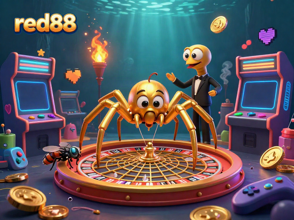 Spin the roulette with red88's thrilling gaming experience featuring vibrant 3D characters and dynamic elements.
