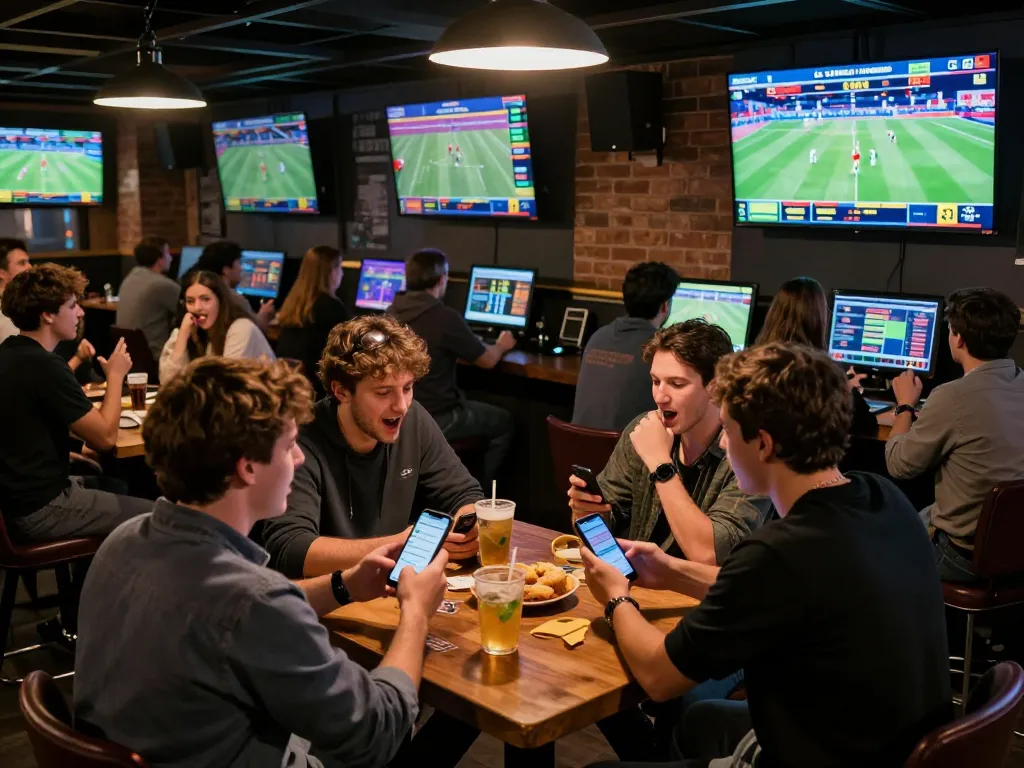 Excited fans engaging in sports betting while using Keo nha cai 5 apps for real-time odds.
