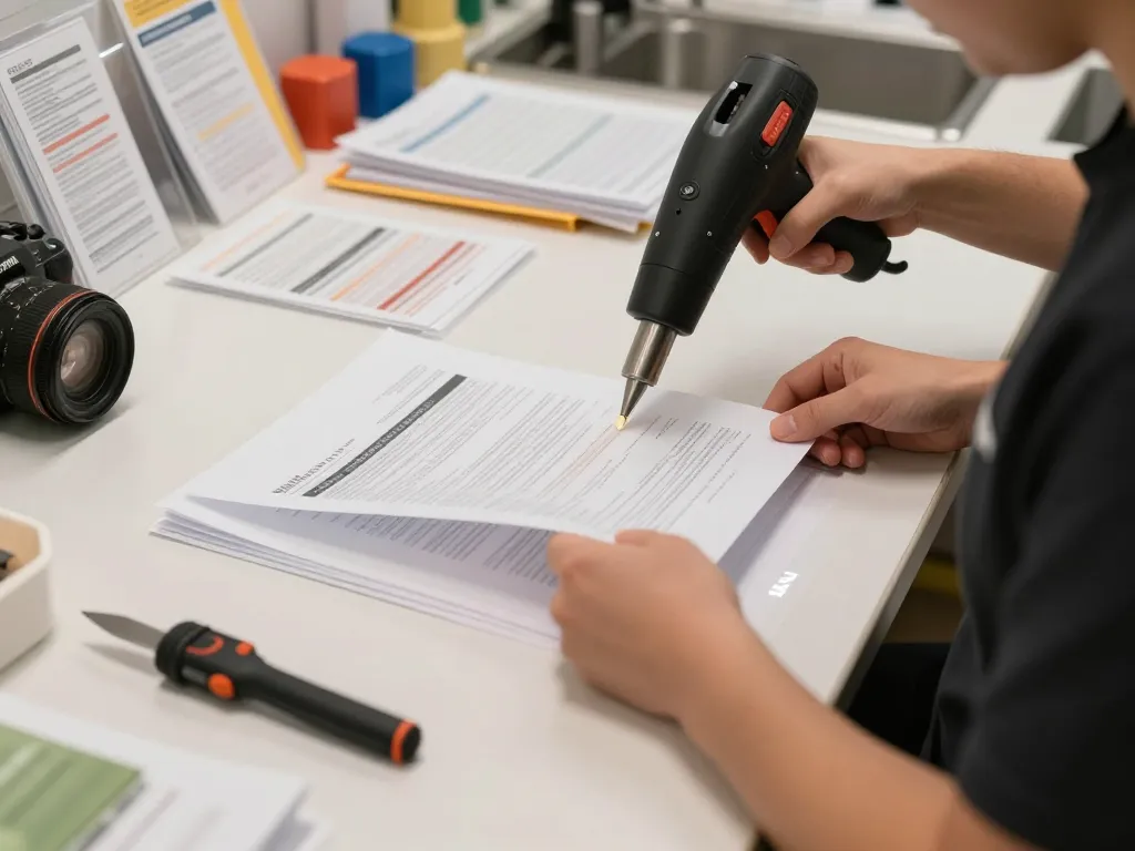 bóc plastic service technician expertly removing laminate without damage in a bright workshop.