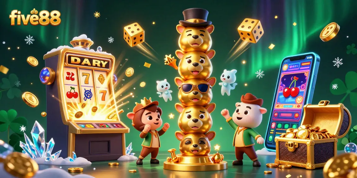 Experience thrilling gameplay with five88's vibrant slot machine and golden totem pole illustration.