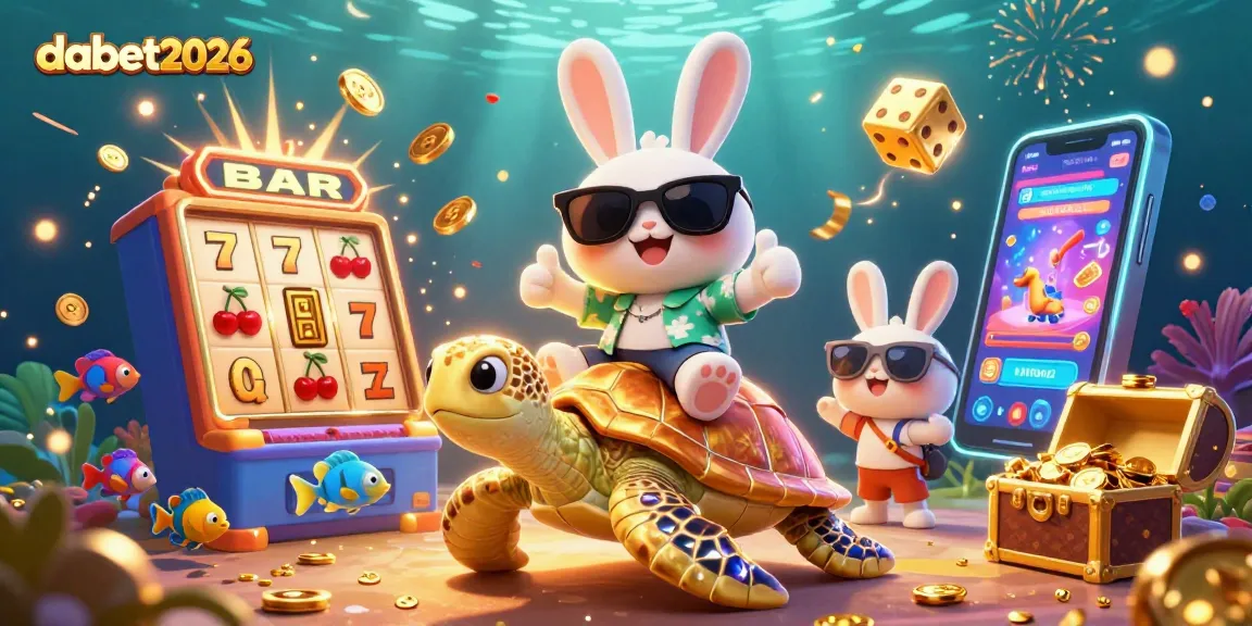 Win big with dabet2026 through vibrant 3D casino-themed illustration bursting with fortune elements.
