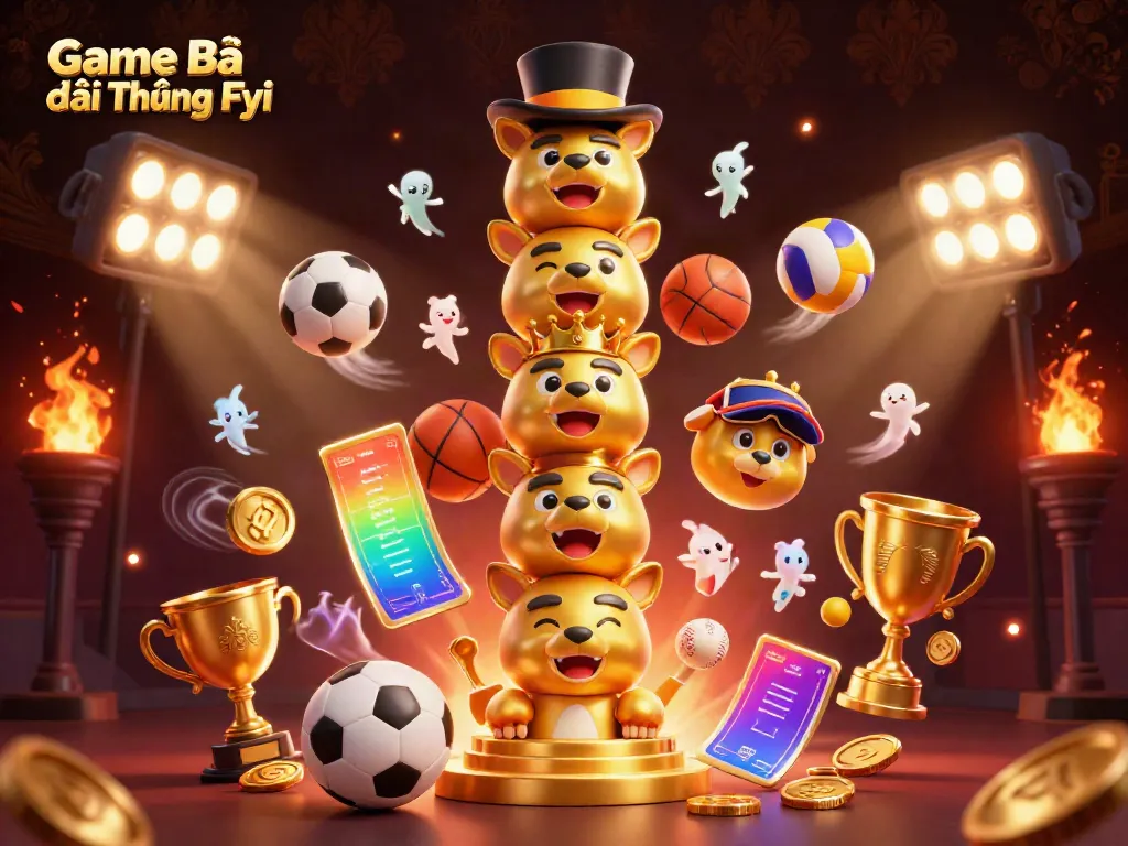 Experience thrilling gameplay with Game Bài Đổi Thưởng Fyi featuring vibrant totem pole and dynamic sports elements.